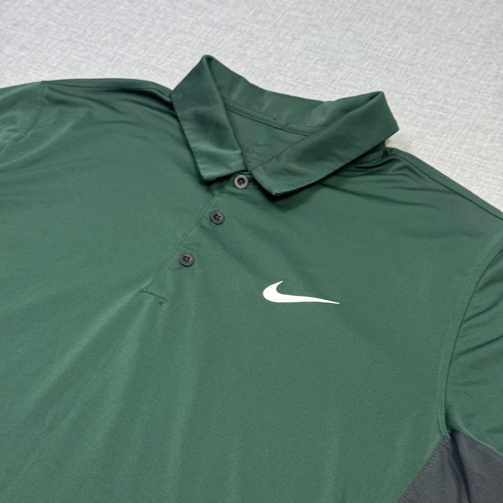 Nike Dri-FIT Polo Shirt Mens L Green Golf Performance Short Sleeve Breathable